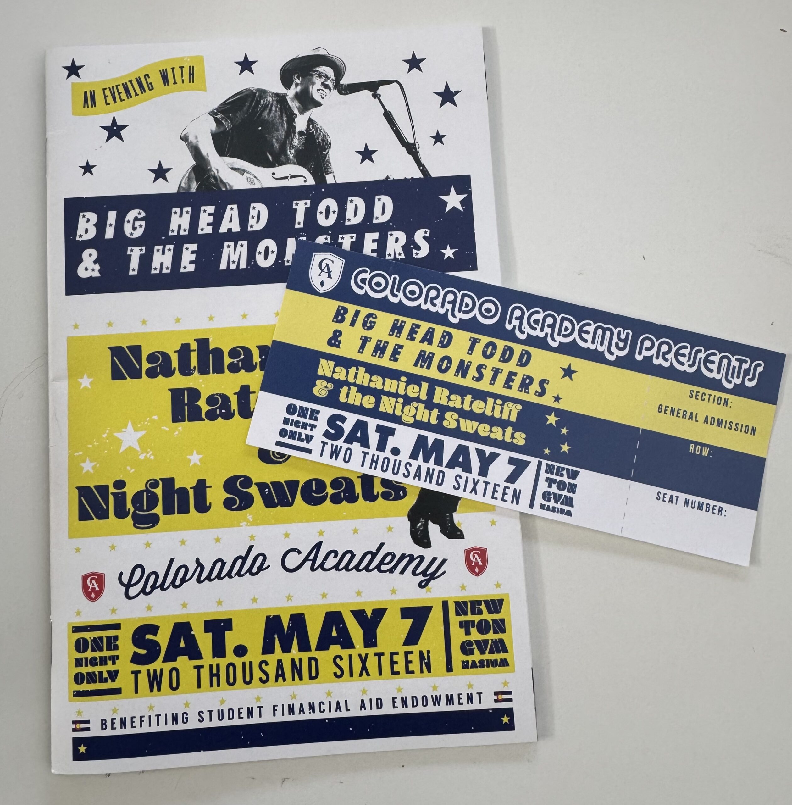 Colorado Academy brochure and ticket design.